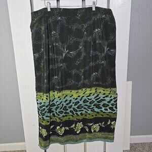 Esmerelda Fashions 2X Plus Art To Wear Rose Animal Print Flowy‎ Maxi Artsy Skirt